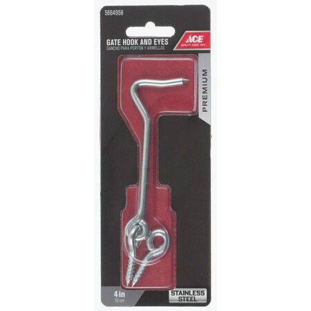 Ace 4 In. L Stainless Steel Gate Hook And Eye 1 Pack