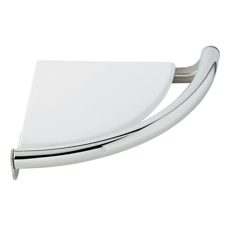 Delta 8-1/2 in. L Polished Chrome Stainless Steel Corner Shelf with Assist Bar