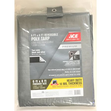 Ace 6 ft. W X 8 ft. L Heavy Duty Polyethylene Tarp Black/Silver