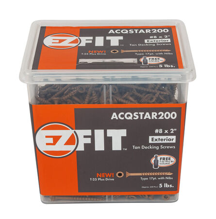 EZ Exterior Screws #8 x 2" T25 T-25 Star 5 lb.