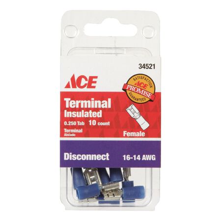 Ace Insulated Wire Female Disconnect Blue 10 pk
