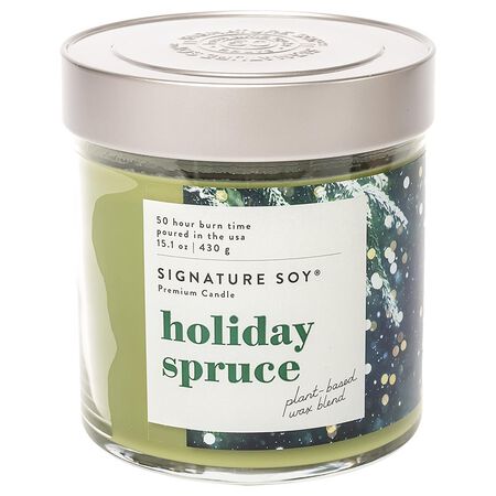 Signature Soy Green Holiday Spruce Scent Candle 15.1 oz.