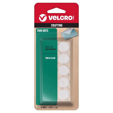 VELCRO Brand Thin Clear Small Nylon Hook and Loop Fastener 5/8 in. L 15 pk
