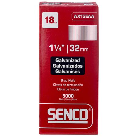 Senco 1-1/4 in. L X 18 Ga. Straight Strip Galvanized Brad Nails 5000 pk