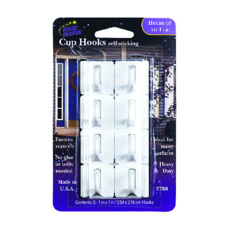 Magic Mounts Self Stick Adhesive Picture/Cup Hook 1 lb 8 pk