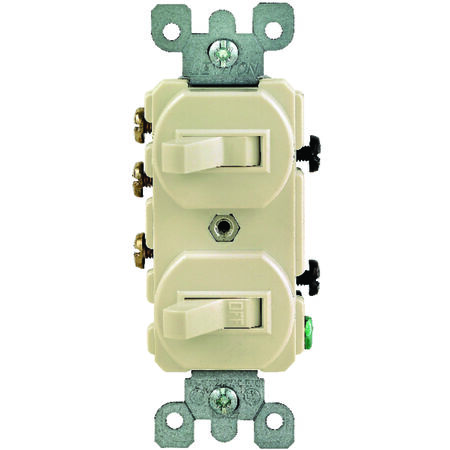 Leviton 15 amps Single Pole or 3-way Rocker Duplex Combination Switch Ivory 1 pk