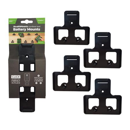 StealthMounts Battery Mounts Compatible with Ego, Black ABS Battery Holder 4 pk