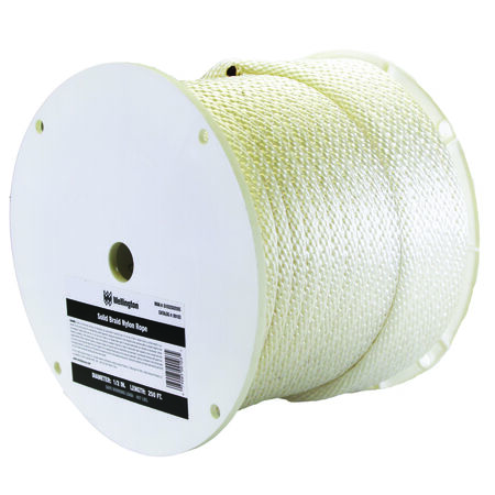 Wellington 1/2 in. Dia. x 250 ft. L Solid Braided Nylon Rope White - Sold by the foot