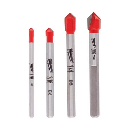Milwaukee 5.25 in. L Carbide Tipped Glass and Tile Bit Set 3-Flat Shank 4 pk
