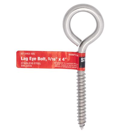 Hampton 5/16 in. X 4 in. L Stainless Stainless Steel Lag Thread Eyebolt