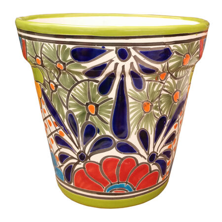 Avera Products 5.5 in. H X 5 in. D Ceramic Talavera Cono Planter Assorted