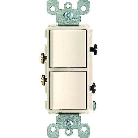 Leviton Decora 15 amps Single Pole Combination AC Quiet Switch Light Almond 1 pk