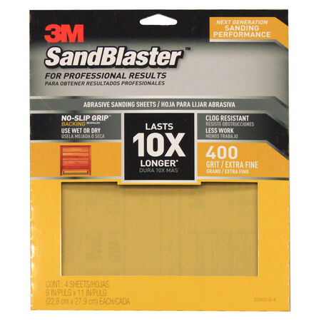 3M Sandblaster 11 in. L X 9 in. W 400 Grit Ceramic Sandpaper 4 pk