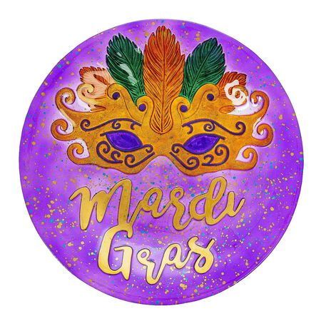 Evergreen 18 in. Hand Painted Embossed Glass Bird Bath, Mardi Gras