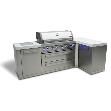 Mont Alpi 6-burner island with a 90-degree corner