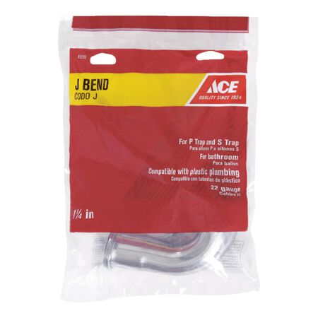 Ace 1-1/4 in. D Chrome Plated Brass J Bend