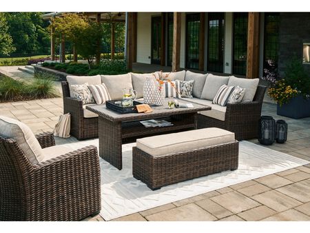 Ashley Brook Brook Ranch Outdoor Sectional Set with Lounge Chair and Coffee Table