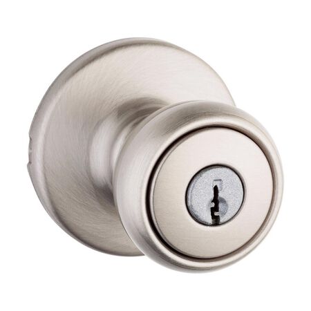 Kwikset Tylo Satin Nickel Entry Door Knob 1-3/4 in.
