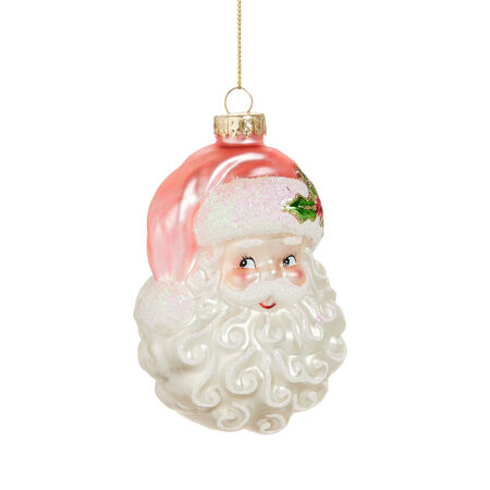 HJ Ornament 4 in. Pink Santa Head