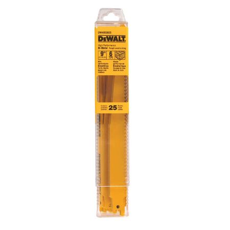 DeWalt 9 in. Bi-Metal Taper Reciprocating Saw Blade 6 TPI 1 pk