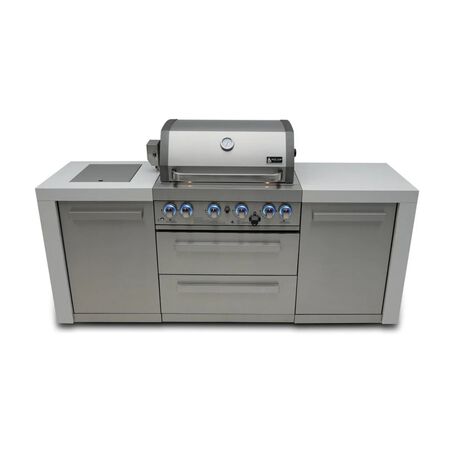 Mont Alpi 400 Deluxe Island / 4-Burner Grill, 2 Infrared Burners, Stainless Steel, Rotisserie Kit