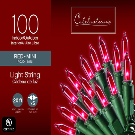 100-Count Multi Color Mini Christmas Light Set, 24.75 ft White Wire