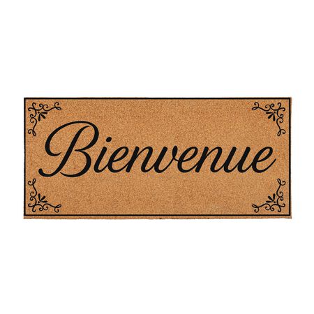 Evergreen Canada Strong Bienvenue Flocked Coir Sassafras Switch Mat, Filigree, 22 in. x 10 in.