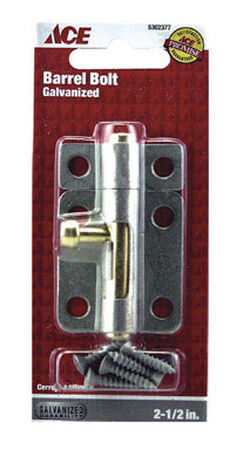 Ace Barrel Bolt 2-1/2 in. Galvanized For Lightweight Doors Chests and Cabinets