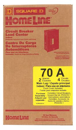 Square D HomeLine 70 amps 120/240 V 2 space 4 circuits Flush Mount Main Lug Load Center