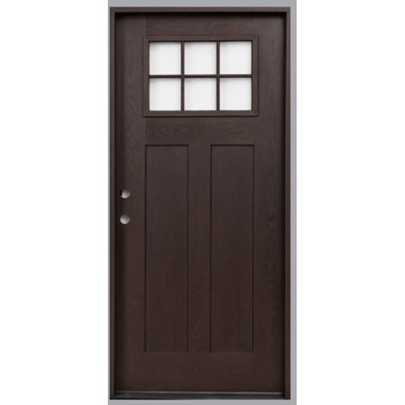 Door Unit 3' RH Fiberglass 6lite/1 panel Dark Walnut