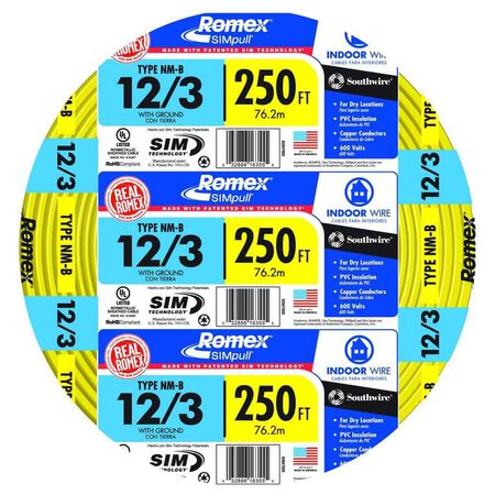 Southwire 250 ft. 12/3 Romex Type NM-B WG Non-Metallic Wire Yellow