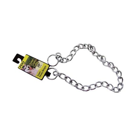 PDQ Silver Chain Steel Dog Collar Large/X-Large