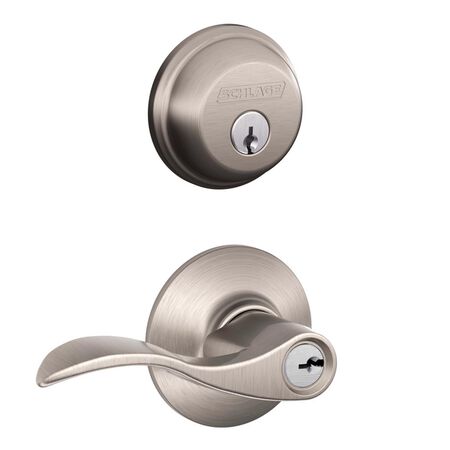 Schlage Accent Satin Nickel Deadbolt and Entry Door Knob 1-3/4 in.