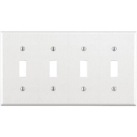 Leviton White 4 gang Thermoset Plastic Toggle Wall Plate 1 pk