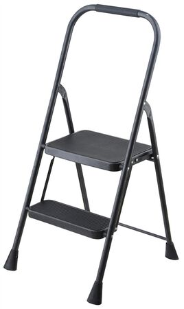 Simple Spaces WK-2062A Folding Type 3 Step Stool, 2 Steps, 200 lb, Steel, Powder-Coated, Gray