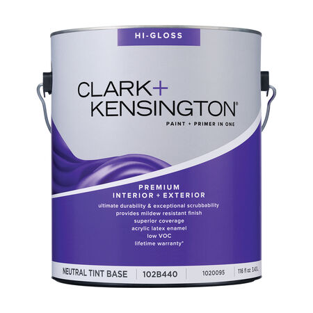 Clark+Kensington High-Gloss Tint Base Neutral Base Premium Paint Exterior and Interior 1 gal