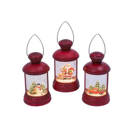 Gerson Red Spinning Lantern Snowglobe 7.4 in.