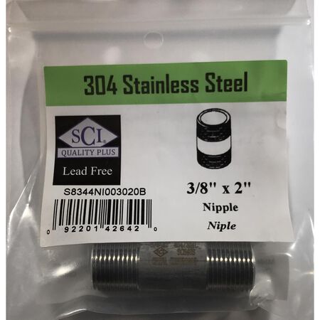 Anvil 3/8 in. MPT Stainless Steel 2 in. L Nipple