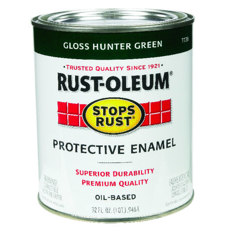Rust-Oleum Stops Rust Indoor and Outdoor Gloss Hunter Green Oil-Based Protective Paint 1 qt