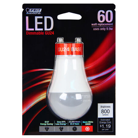 Feit Electric Enhance A19 GU24 LED Bulb Bright White 60 W 1 pk
