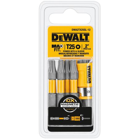 DEWALT Max Fit Torx T25 X 2 in. L Power Bit and Sleeve Set S2 Tool Steel 12 pc
