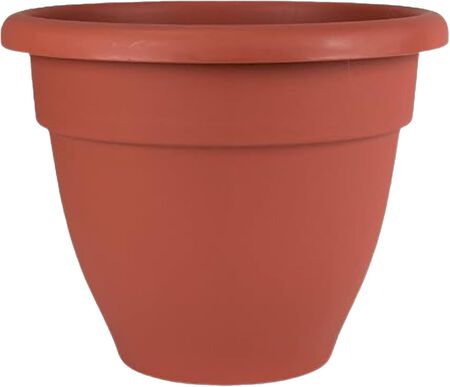 The HC Companies Caribbean Planter Pot - Outdoor & Indoor Plant Pot With Drainage Hole & Plug - Rolled Rim Plastic Pots For Plants & Flowers - Decorative Plant Pot (12 in. Clay, Pack of 1)