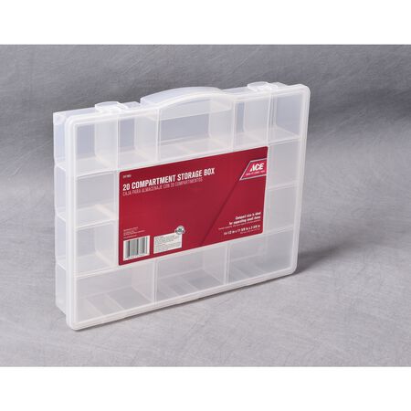 Ace 14-1/2 in. W X 2-11/16 in. H Storage Box Plastic 20 compartments Clear
