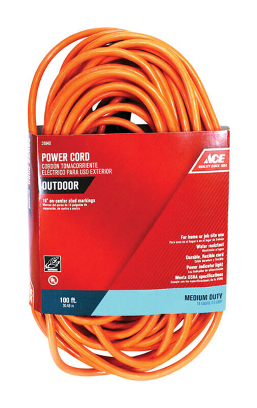 Ace Indoor and Outdoor Extension Cord 14/3 SJTW 100 ft. L