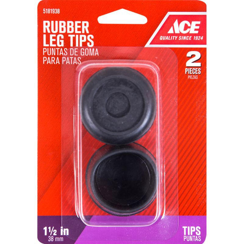Ace Rubber Round Leg Tip Black 11/2 in. W 2 pk Stine Home + Yard