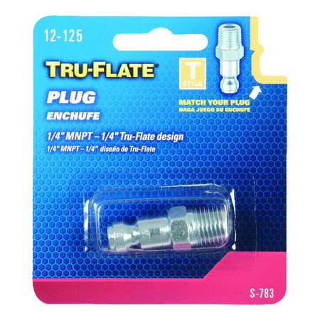Tru-Flate Steel Air Plug 1/4 in. Male 1 pc
