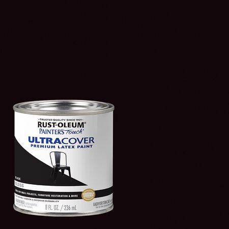 Rust-Oleum Painters Touch Gloss Black Water-Based Ultra Cover Paint Exterior and Interior 0.5 pt