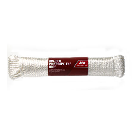 Ace 1/4 in. D X 100 ft. L White Braided Poly Rope