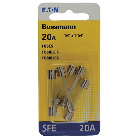 Bussmann 20 amps SFE Clear Glass Tube Fuse 5 pk