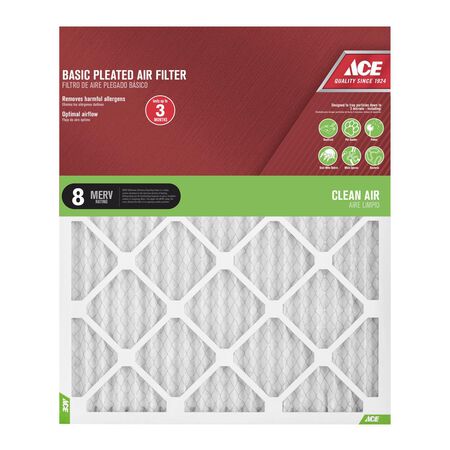 Ace 20 in. W X 24 in. H X 1 in. D Cotton 8 MERV Pleated Air Filter 1 pk